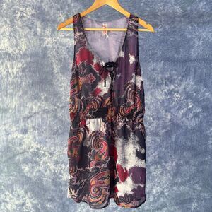 Free People Falling for Georgette Sz Small Purple Paisley Print Dress